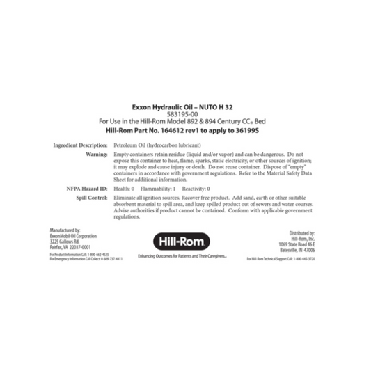 Hydraulic Oil Label