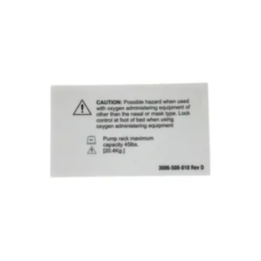 Oxygen Warning Label For Standard Footboard Assembly